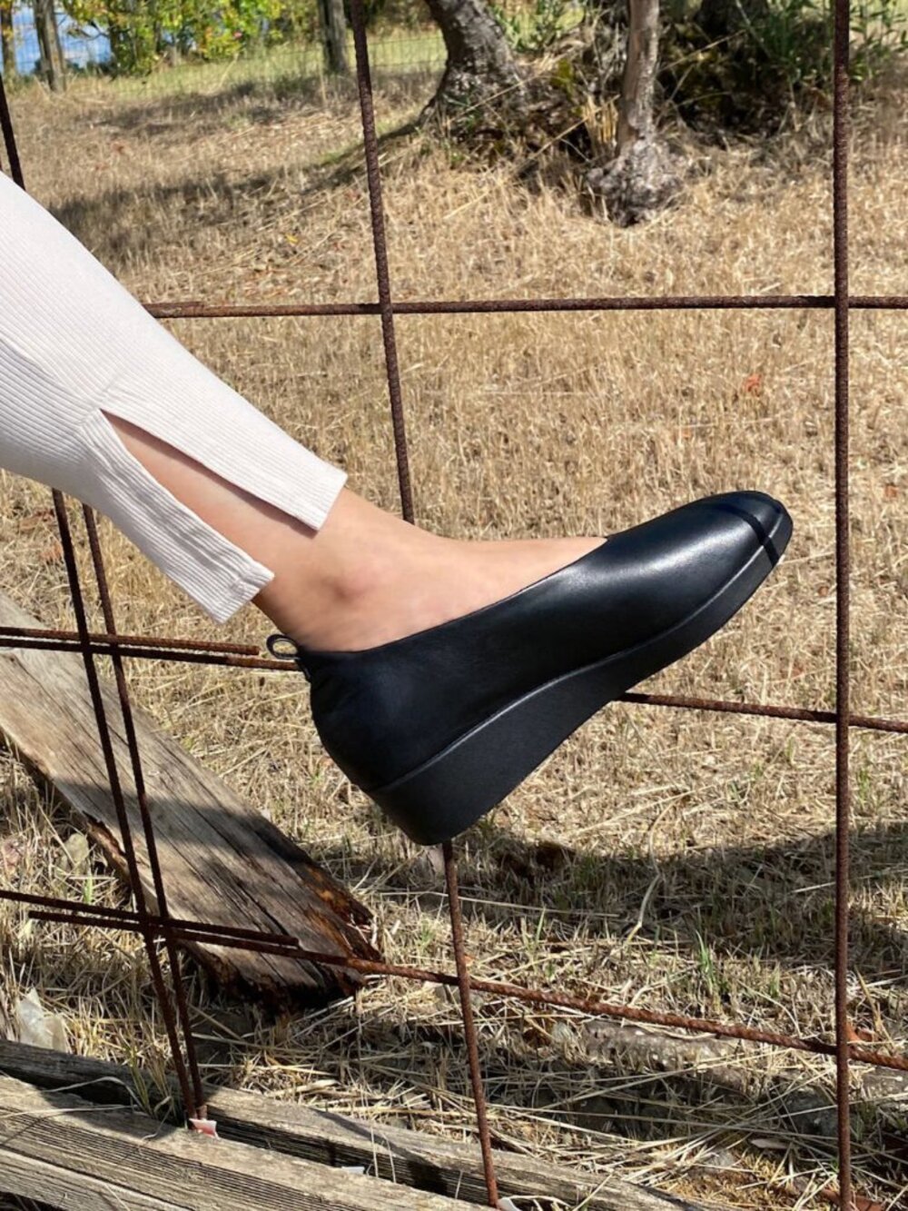 HOPP Studios IO Slipper Wedge Slip On Sz 10.5 Black Nappa Leather Made in Italy